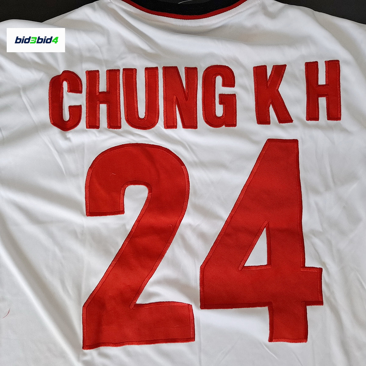 「Q仔」鍾健希2002年「世界盃」外圍賽第3作客球           Chung Kin Hei “Q Chai” Hong Kong 2002 FIFA World Cup Qualifiers Third Away Kit